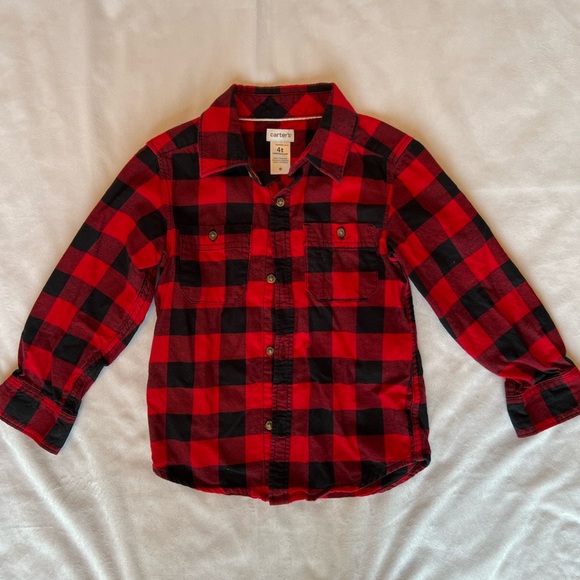 Carter’s Buffalo Plaid Christmas Holiday Flannel Shirt - Picture 1 of 5